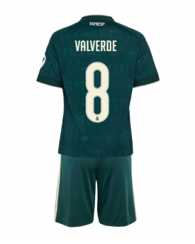 Billige Fotballdrakt Real Madrid Federico Valverde #8 Replika Bortedraktsett Barn 2026-27 Kortermet (med bukser)